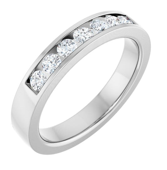 14K Yellow Or White Gold  Round  2.5 Mm Vs, F+  Polished 3/8 Ctw Lab-Grown Diamond Band Size 7