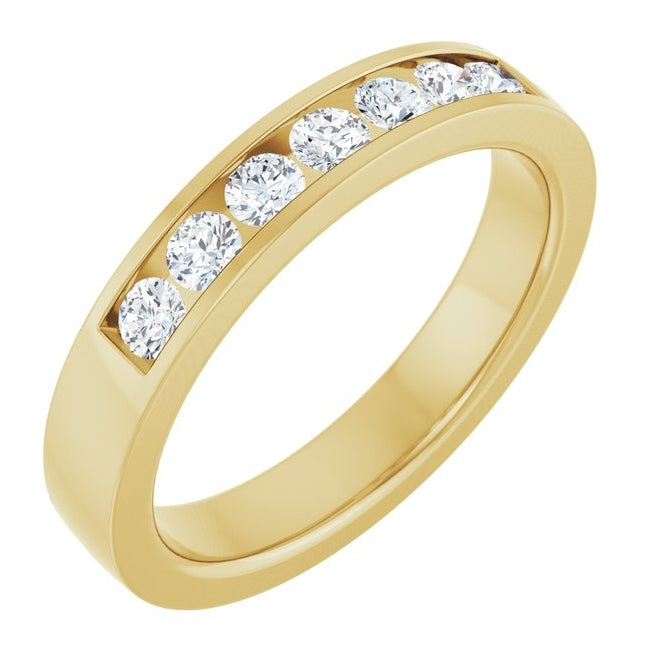 14K Yellow Or White Gold  Round  2.5 Mm Vs, F+  Polished 3/8 Ctw Lab-Grown Diamond Band Size 7