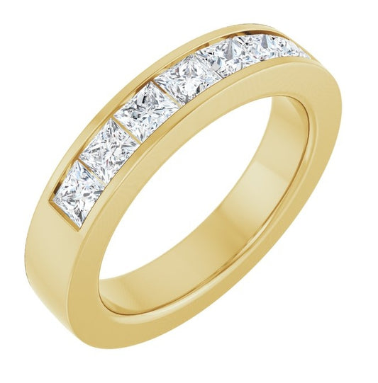 14K Yellow Gold Square 3 X 3 Mm Vs, F+  Polished 1 1/6 Ctw Lab-Grown Diamond Band Size 7
