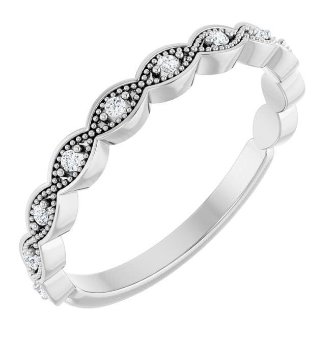 Platinum Round 1.2 Mm Polished .07 Ctw Natural Diamond Anniversary Band Size 7