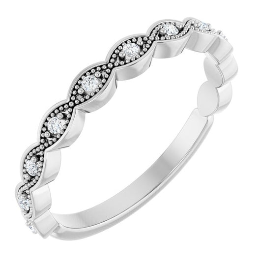 Platinum Round 1.2 Mm Polished .07 Ctw Natural Diamond Anniversary Band Size 7