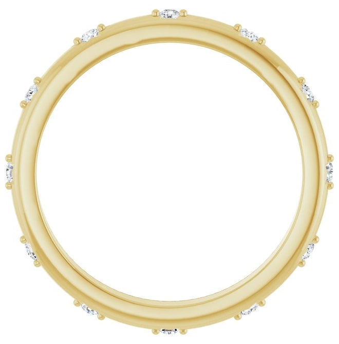14K Yellow Gold Round 1.1 Mm Vs, F+  Polished .07 Ctw Lab-Grown Diamond Eternity Band Size 7
