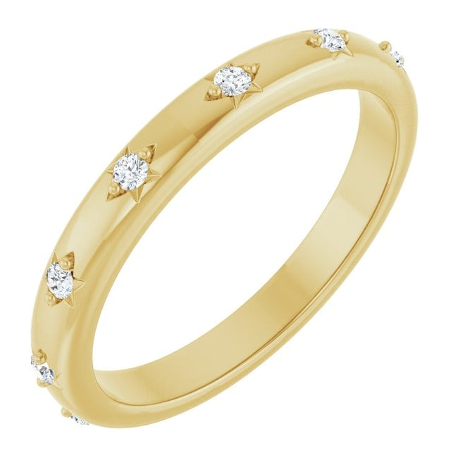 14K Yellow Gold Round 1.1 Mm Vs, F+  Polished .07 Ctw Lab-Grown Diamond Eternity Band Size 7