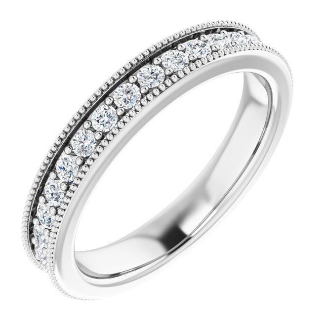 14K White Gold Round 1.75 Mm Polished 1/2 Ctw Natural Diamond Anniversary Band Size 7