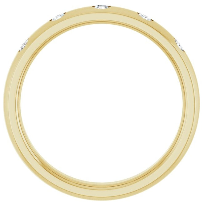 14K Yellow Gold Round 1 Mm 1.5 Mm Vs, F+ Polished .025 Ctw Lab-Grown Diamond Anniversary Band Size 7
