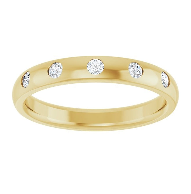 14K Yellow Gold Round 1 Mm 1.5 Mm Vs, F+ Polished .025 Ctw Lab-Grown Diamond Anniversary Band Size 7