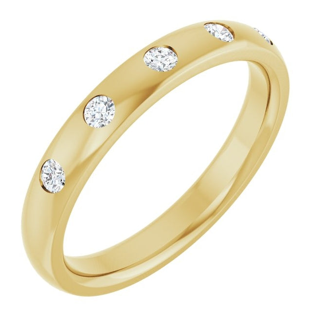 14K Yellow Gold Round 1 Mm 1.5 Mm Vs, F+ Polished .025 Ctw Lab-Grown Diamond Anniversary Band Size 7