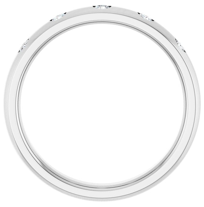 14K White Gold Round 1.5 Mm 2.5 Mm Vs, F+ Polished .07 Ctw Lab-Grown Diamond Anniversary Band Size 7