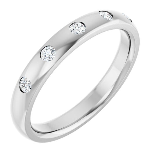 14K White Gold Round 1.5 Mm 2.5 Mm Vs, F+ Polished .07 Ctw Lab-Grown Diamond Anniversary Band Size 7