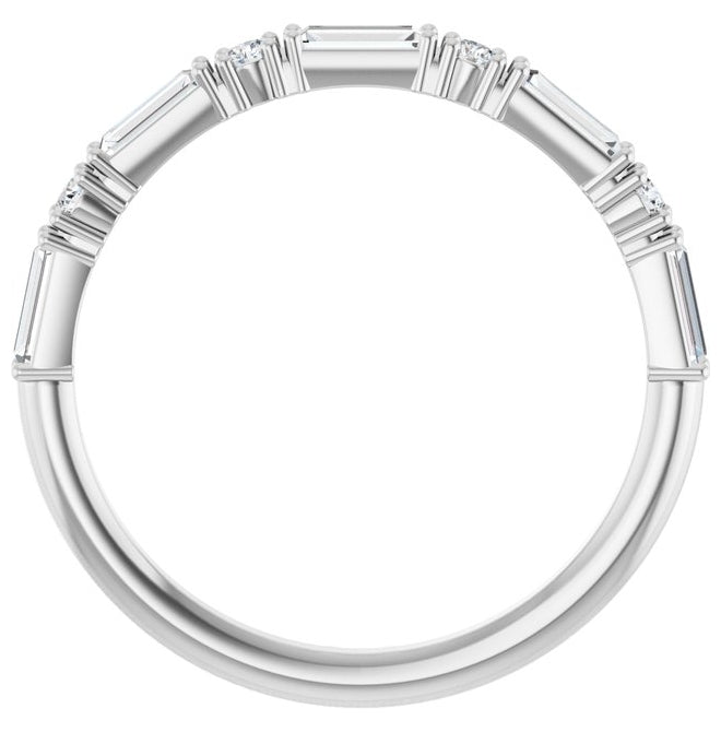 14K White Gold Straight Baguette 4 X 1.5 Mm Polished 3/8 Ctw Lab-Grown Diamond Anniversary Band Size 7