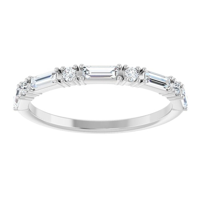 14K White Gold Straight Baguette 4 X 1.5 Mm Polished 3/8 Ctw Lab-Grown Diamond Anniversary Band Size 7