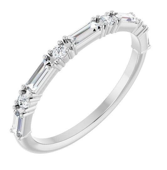 14K White Gold Straight Baguette 4 X 1.5 Mm Polished 3/8 Ctw Lab-Grown Diamond Anniversary Band Size 7