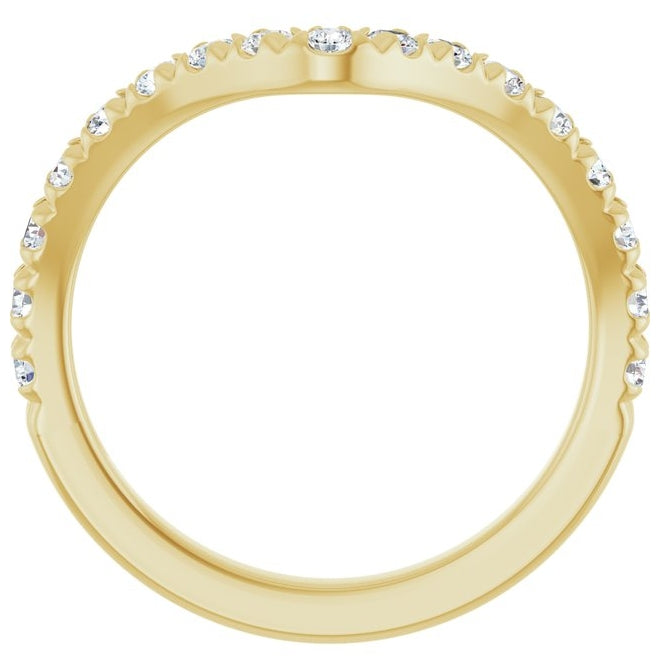 14K Yellow Or White Gold Round 2 Mm Polished 1/2 Ctw Natural Diamond French-Set Contour Band
