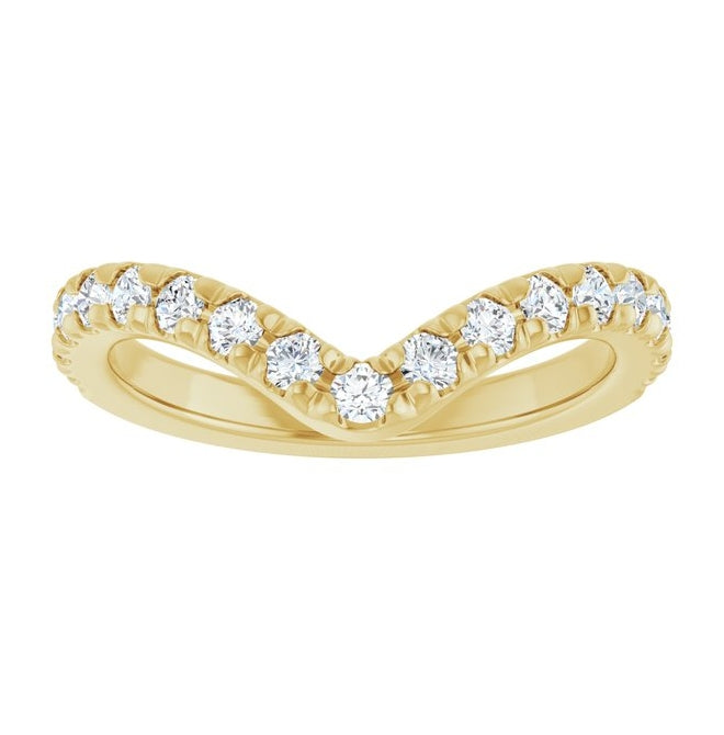 14K Yellow Or White Gold Round 2 Mm Polished 1/2 Ctw Natural Diamond French-Set Contour Band