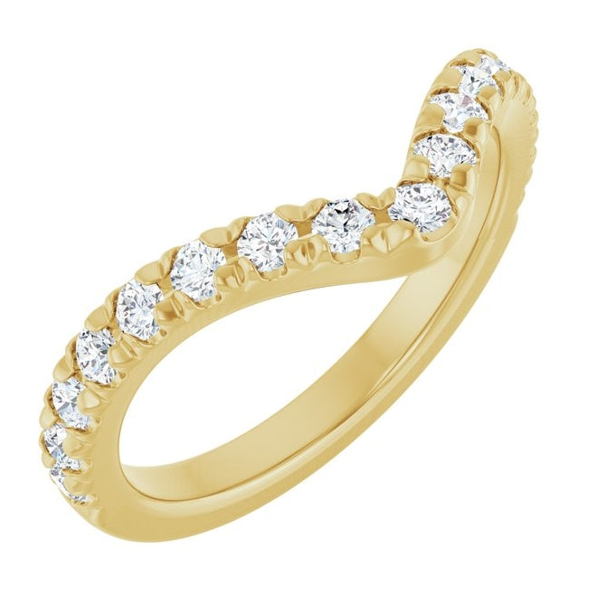 14K Yellow Or White Gold Round 2 Mm Polished 1/2 Ctw Natural Diamond French-Set Contour Band