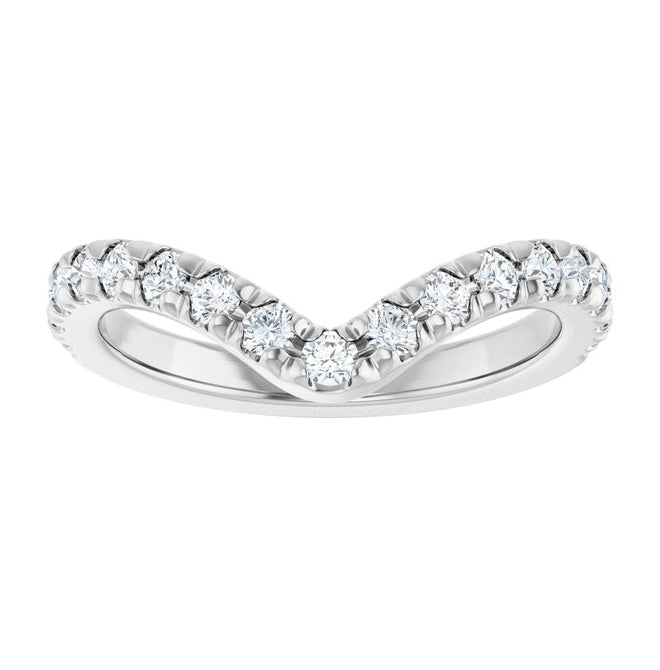 14K Yellow Or White Gold Round 2 Mm Polished 1/2 Ctw Lab-Grown Diamond French-Set Contour Band
