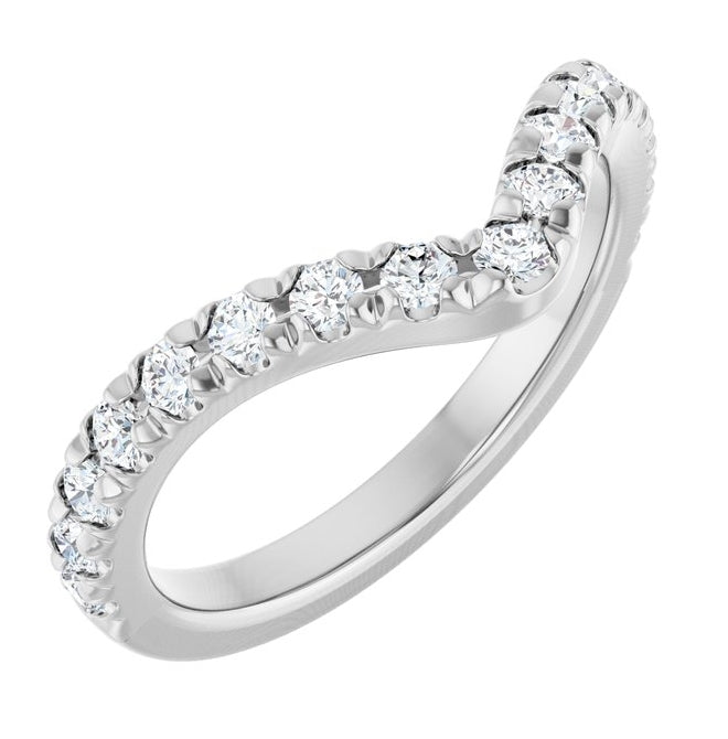 14K Yellow Or White Gold Round 2 Mm Polished 1/2 Ctw Natural Diamond French-Set Contour Band