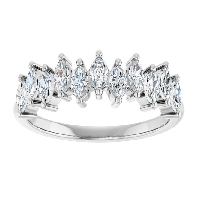 14K Yellow Or White Gold Marquise 4 X 2 Mm Polished 3/4 Ctw Lab-Grown Diamond Anniversary Band