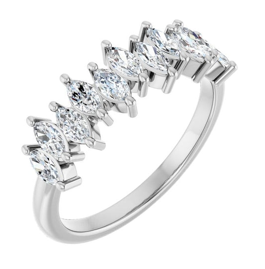 14K Yellow Or White Gold Marquise 4 X 2 Mm Polished 3/4 Ctw Lab-Grown Diamond Anniversary Band
