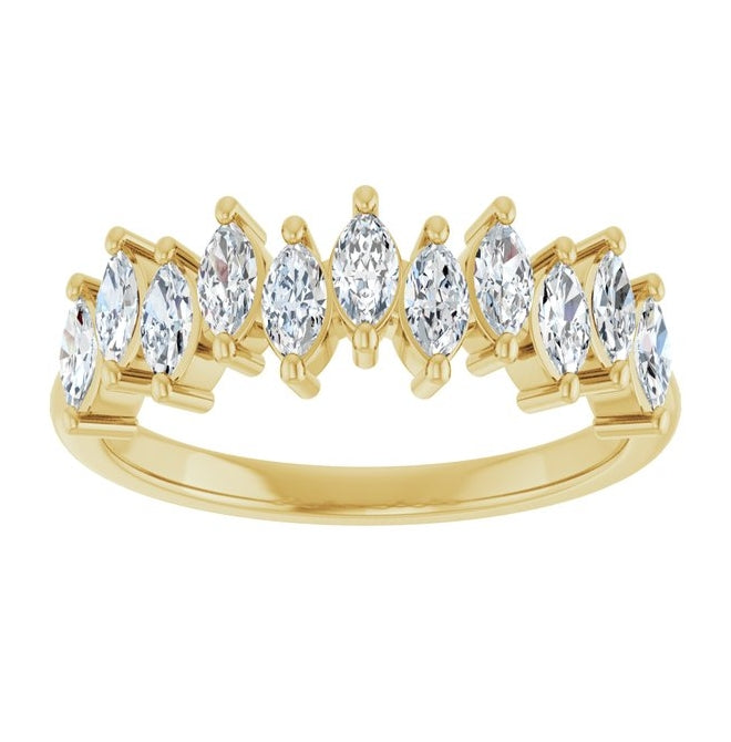 14K Yellow Or White Gold Marquise 4 X 2 Mm Polished 3/4 Ctw Lab-Grown Diamond Anniversary Band