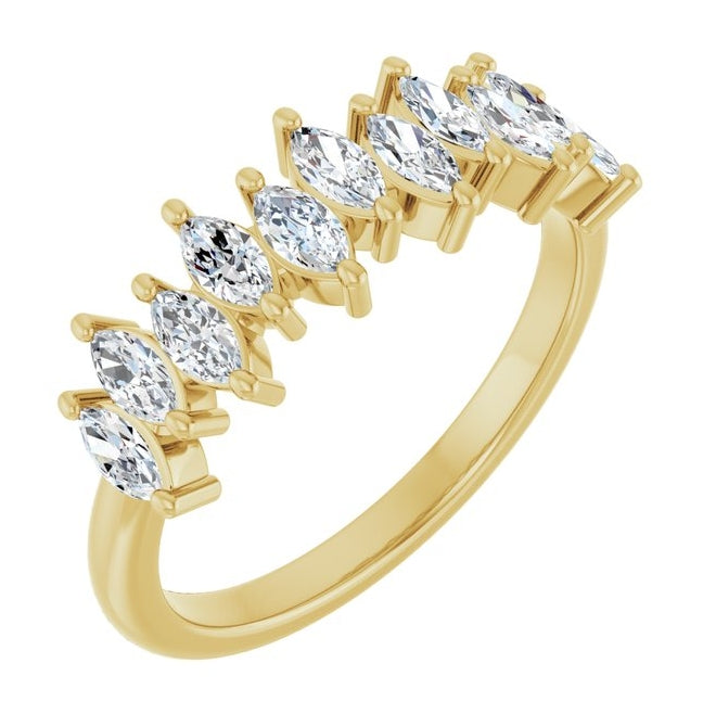 14K Yellow Or White Gold Marquise 4 X 2 Mm Polished 3/4 Ctw Lab-Grown Diamond Anniversary Band