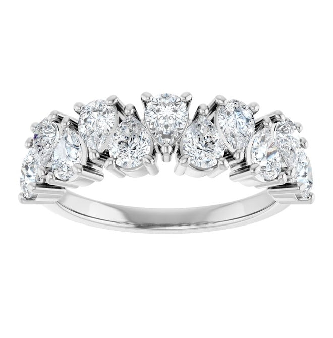 14K Yellow Or White Gold Pear 4 X 3 Mm Polished 1 1/2 Ctw Lab-Grown Diamond Anniversary Band