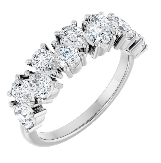 14K Yellow Or White Gold Pear 4 X 3 Mm Polished 1 1/2 Ctw Lab-Grown Diamond Anniversary Band