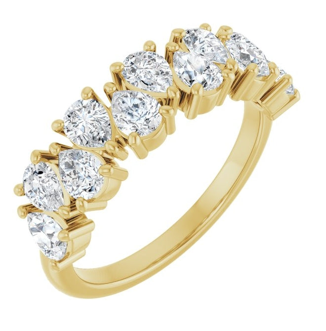 14K Yellow Or White Gold Pear 4 X 3 Mm Polished 1 1/2 Ctw Lab-Grown Diamond Anniversary Band
