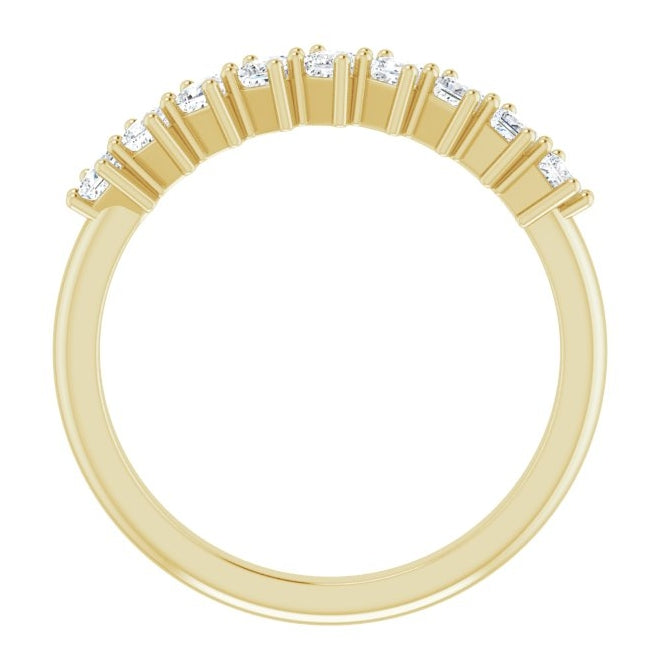 10K Yellow Gold Square 2 X 2 Mm Polished 1/2 Ctw Lab-Grown Diamond Anniversary Band Size 7