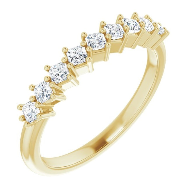 10K Yellow Gold Square 2 X 2 Mm Polished 1/2 Ctw Lab-Grown Diamond Anniversary Band Size 7