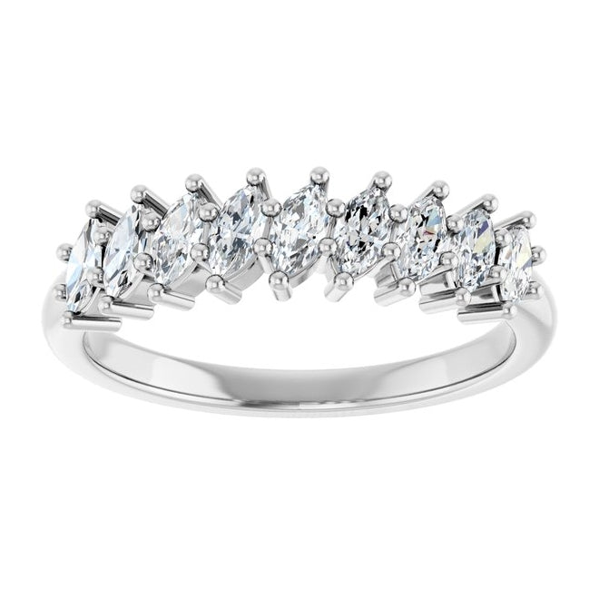 14K Yellow Or White Gold Marquise 4 X 2 Mm Polished 1/2 Ctw Lab-Grown Diamond Anniversary Band