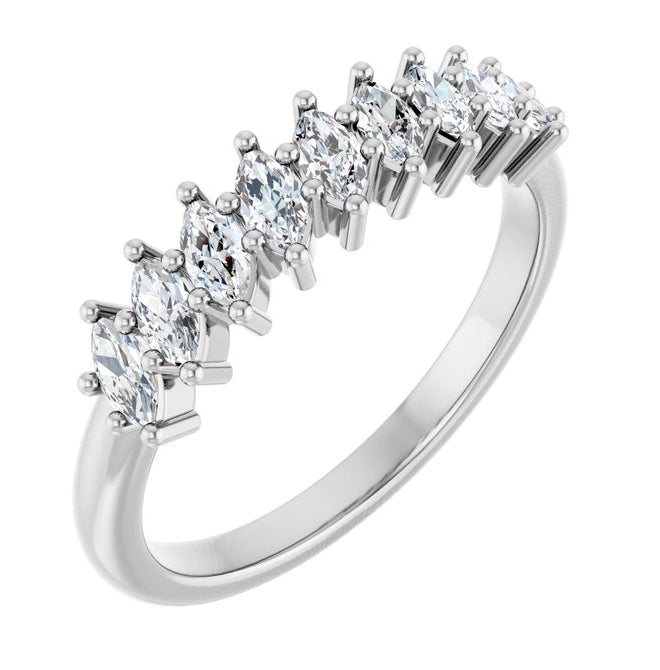 14K Yellow Or White Gold Marquise 4 X 2 Mm Polished 1/2 Ctw Lab-Grown Diamond Anniversary Band