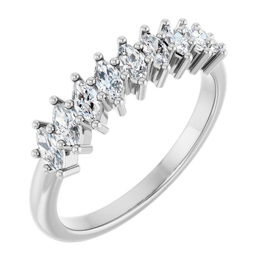 14K Yellow Or White Gold Marquise 4 X 2 Mm Polished 1/2 Ctw Lab-Grown Diamond Anniversary Band