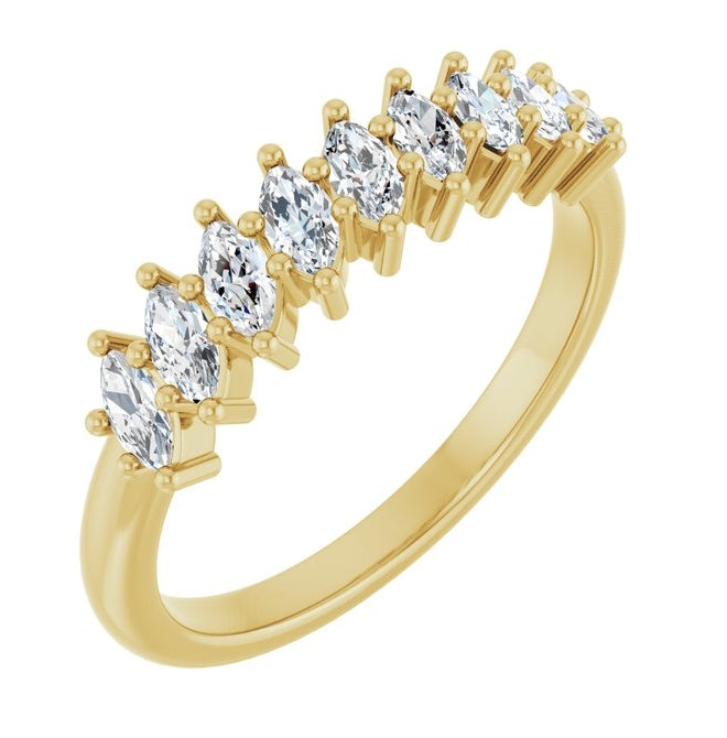 14K Yellow Or White Gold Marquise 4 X 2 Mm Polished 1/2 Ctw Lab-Grown Diamond Anniversary Band
