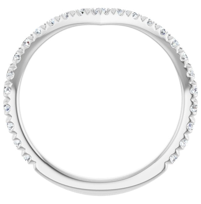 14K White Gold Round 1.7 Mm Polished 3/8 Ctw Natural Diamond French-Set Contour Band Size 7