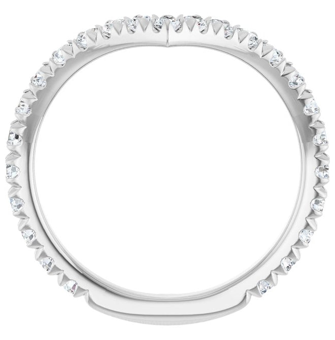 14K Yellow Or White Gold Round 2 Mm Polished 3/4 Ctw Natural Diamond Contour Band Size 7