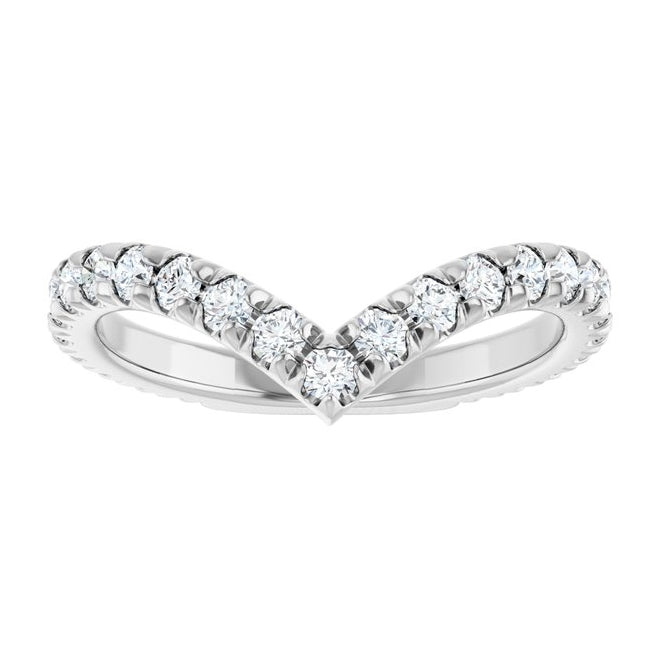 14K Yellow Or White Gold Round 2 Mm Polished 3/4 Ctw Natural Diamond Contour Band Size 7