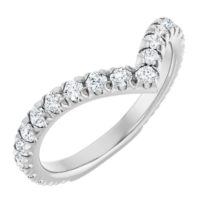 14K White Gold Round 2 Mm Polished 3/4 Ctw Lab-Grown Diamond Contour Band Size 7