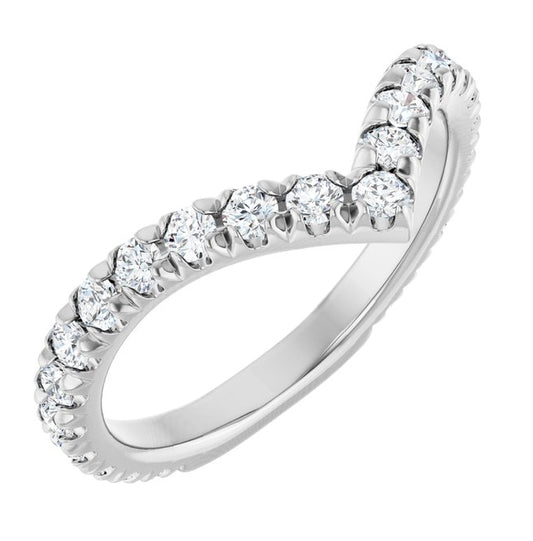 14K White Gold Round 2 Mm Polished 3/4 Ctw Lab-Grown Diamond Contour Band Size 7