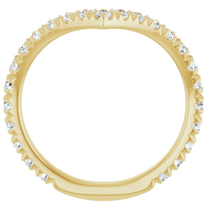 14K Yellow Or White Gold Round 2 Mm Polished 3/4 Ctw Natural Diamond Contour Band Size 7
