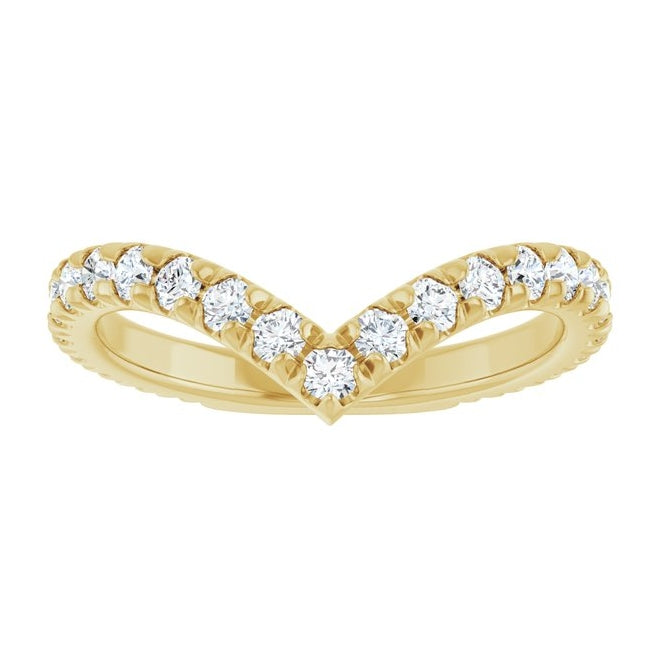 14K Yellow Or White Gold Round 2 Mm Polished 3/4 Ctw Natural Diamond Contour Band Size 7