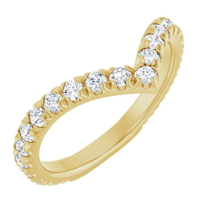 14K Yellow Or White Gold Round 2 Mm Polished 3/4 Ctw Natural Diamond Contour Band Size 7
