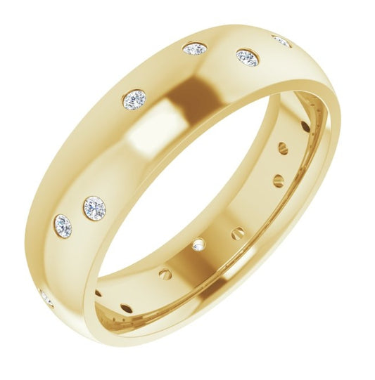 14K Yellow Gold Round 1.5 Mm 6 Mm Si2-Si3, G-H Polished 1/5 Ctw Natural Diamond Scattered Band Size 7
