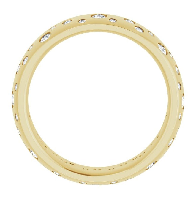 14K Yellow Gold Round Si2-Si3, G-H  Polished 3/8 Ctw Natural Diamond Band Size 6.5