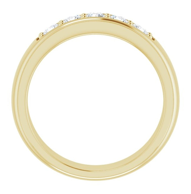 14K Yellow Gold Round 3.4 Mm Polished 3/4 Ctw Natural Diamond Band Size 11