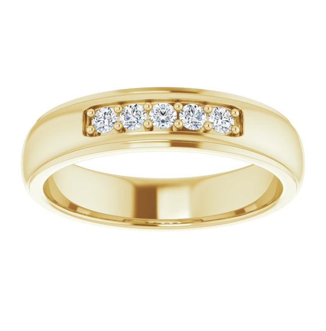 14K Yellow Gold Round 2.25 Mm Polished 1/5 Ctw Lab-Grown Diamond Band Size 11