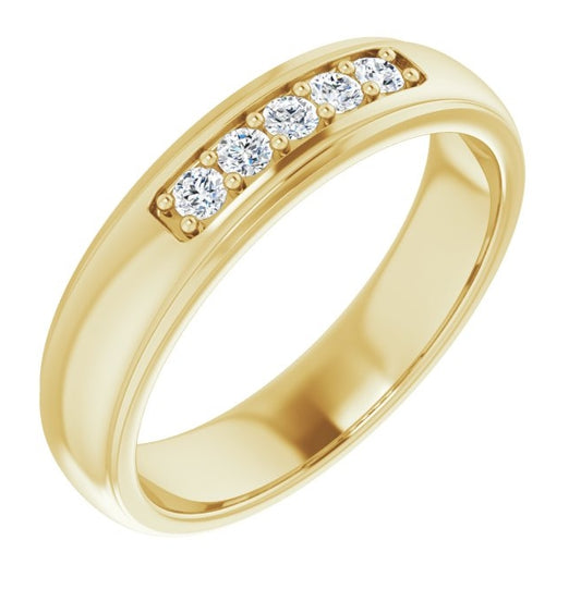 14K Yellow Gold Round 2.25 Mm Polished 1/5 Ctw Lab-Grown Diamond Band Size 11