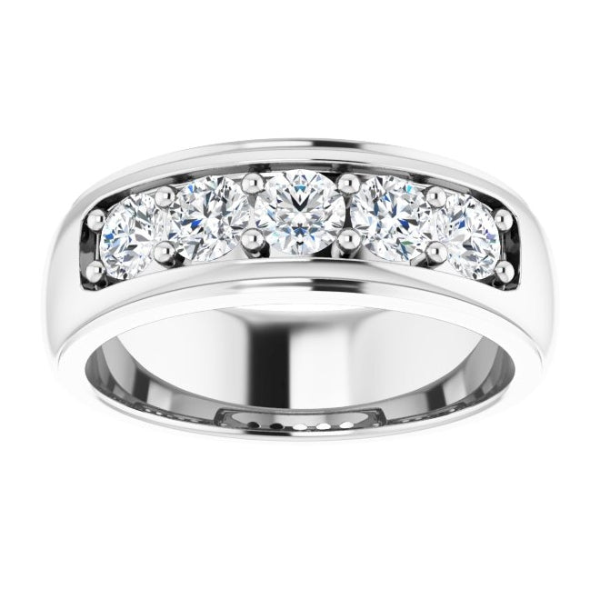 14K White Gold Round 4.1 Mm Polished 1 1/4 Ctw Lab-Grown Diamond Band Size 11