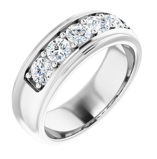 14K White Gold Round 4.1 Mm Polished 1 1/4 Ctw Lab-Grown Diamond Band Size 11