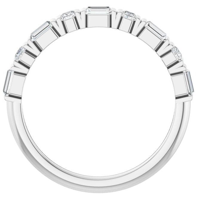 14K White Gold Straight Baguette 3 X 1.75 Mm Polished 3/8 Ctw Natural Diamond Anniversary Band Size 7